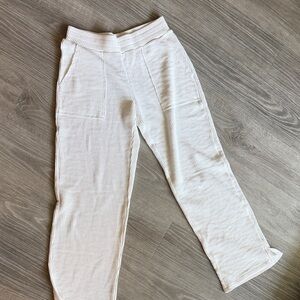 White Waffle-Knit Lounge Pants - Women